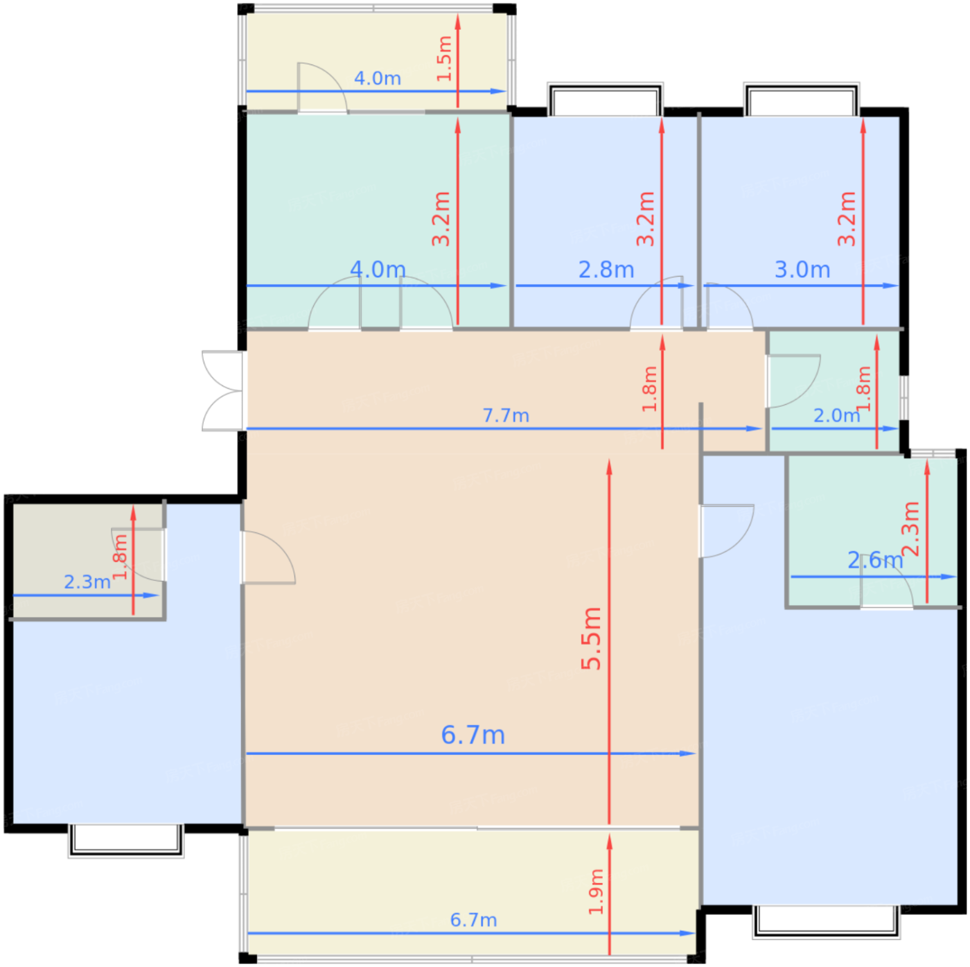 D2 户型 169㎡ 四室两厅两卫