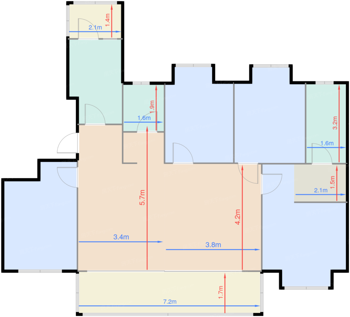 B1 户型 144㎡ 四室两厅两位