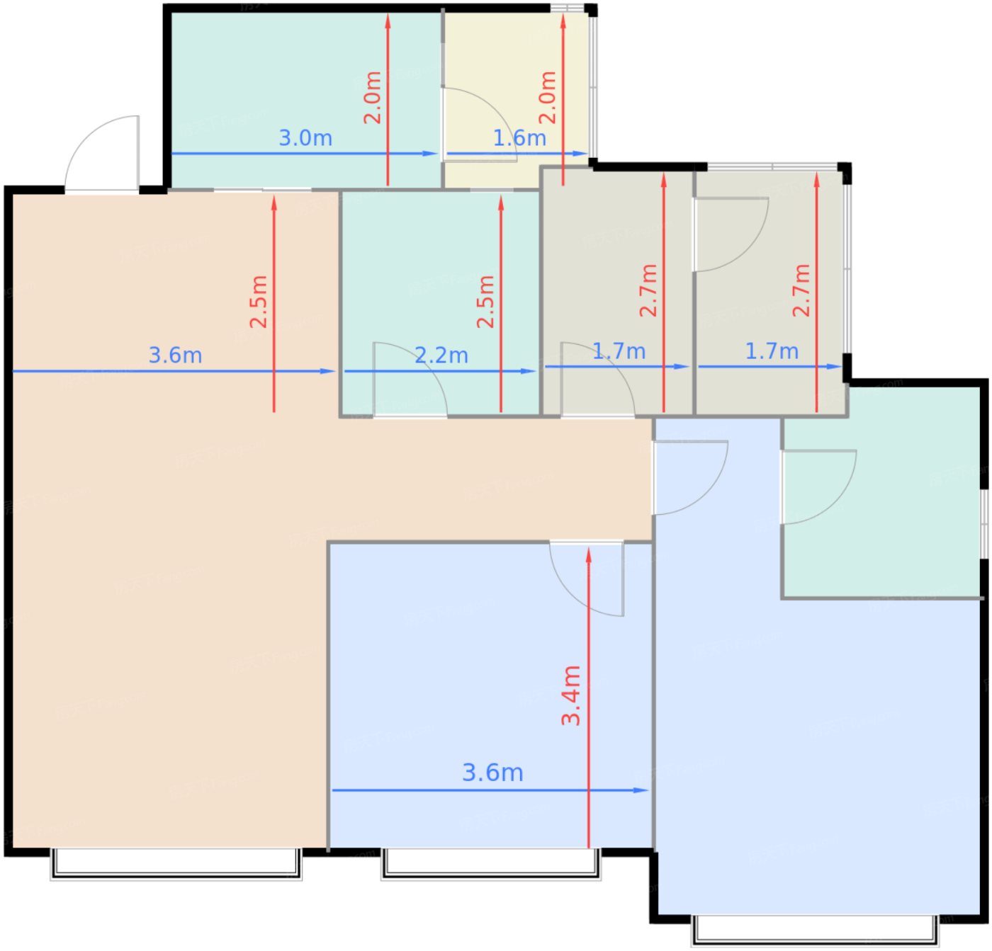 G1户型 88㎡ 两室两厅两卫