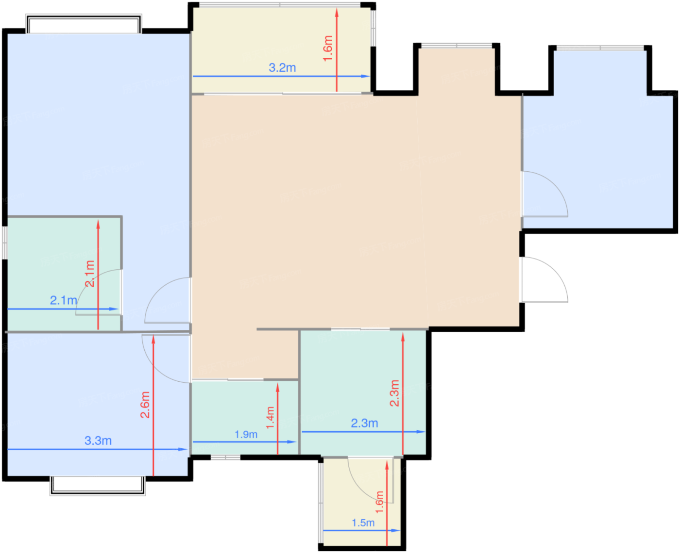 E2 户型 89㎡ 三室两厅两卫