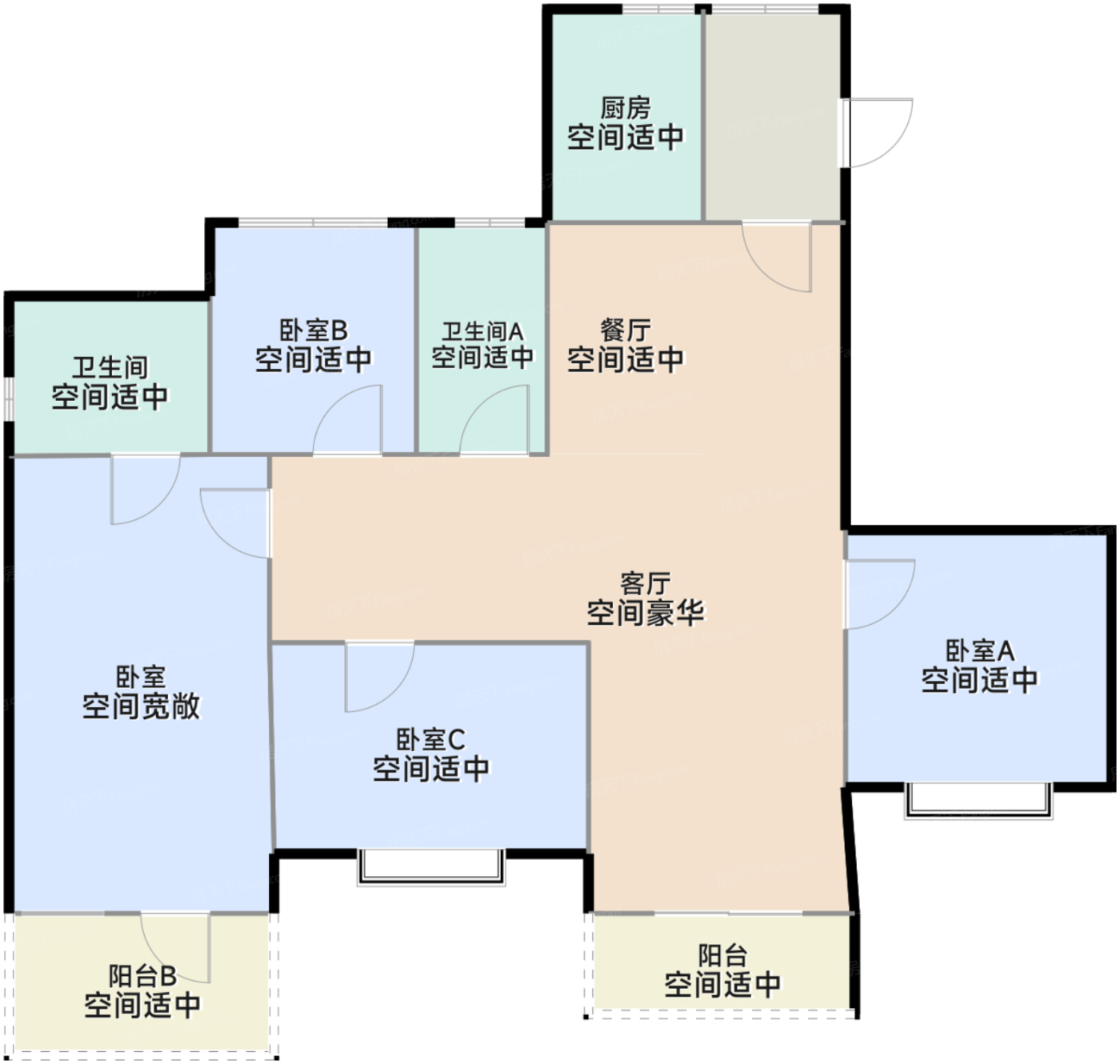 洋房136方3FA户型