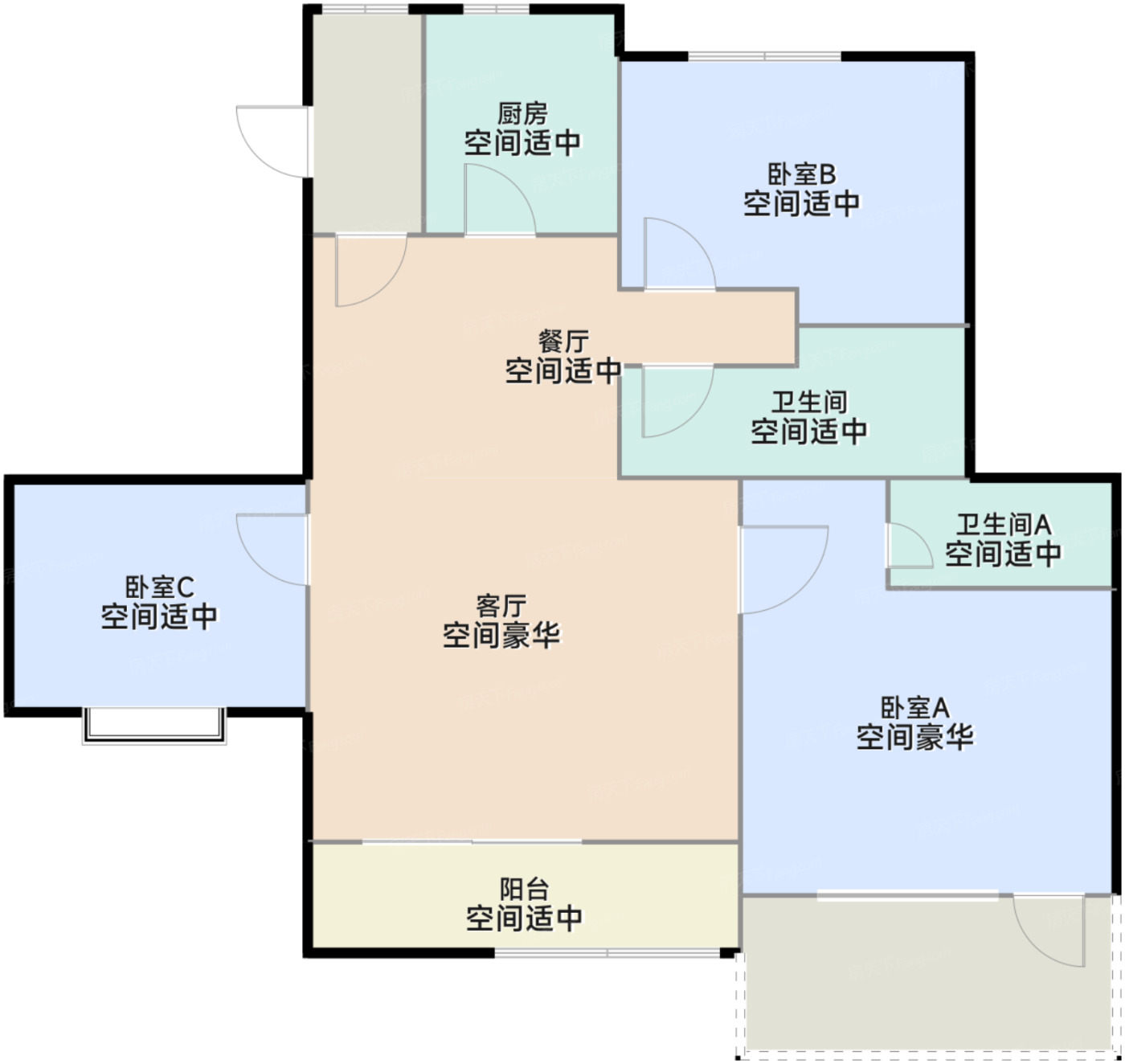 洋房113方3FB户型