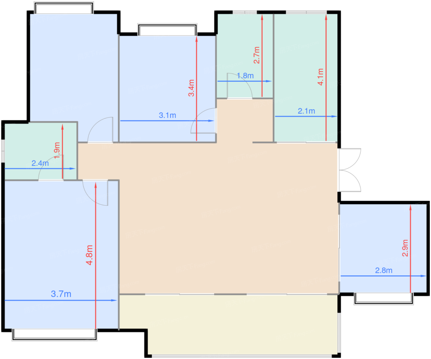 洋房C1户型 4室2厅2卫 110万 建筑约132㎡