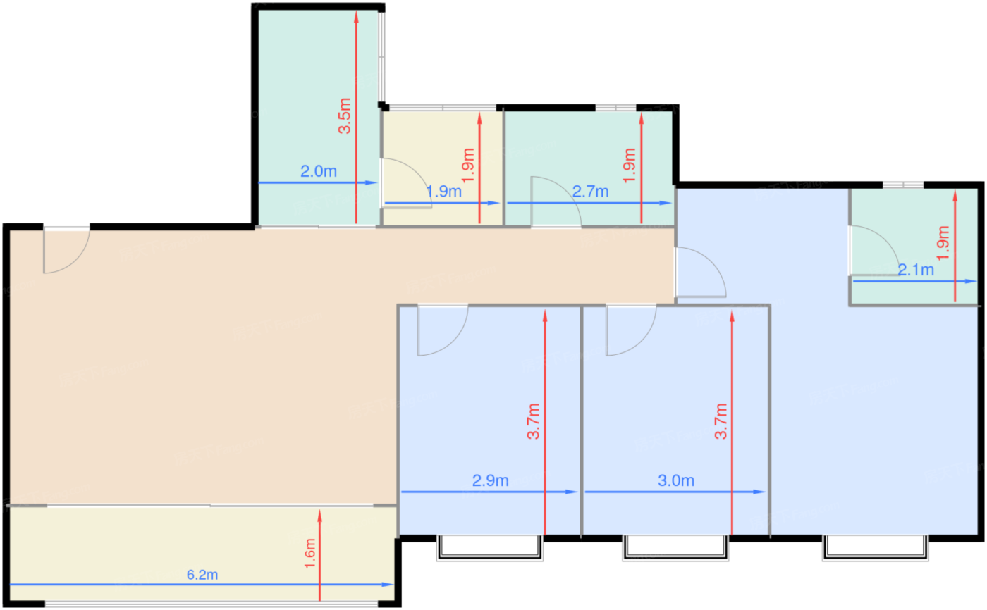洋楼B3户型 3室2厅2卫 53-64万 建筑约99㎡