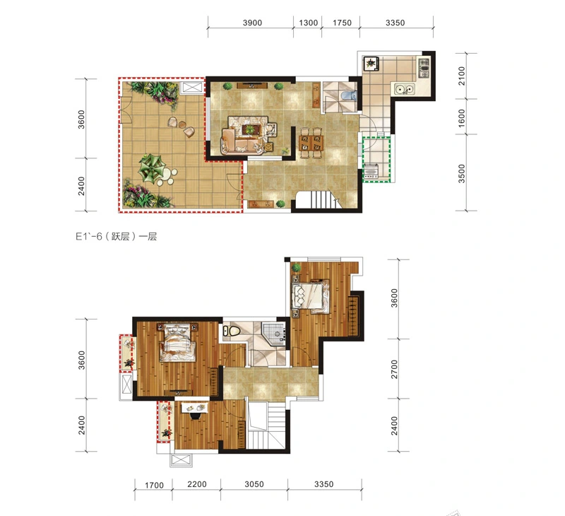 二期8号楼标准层E1-6户型【售罄】