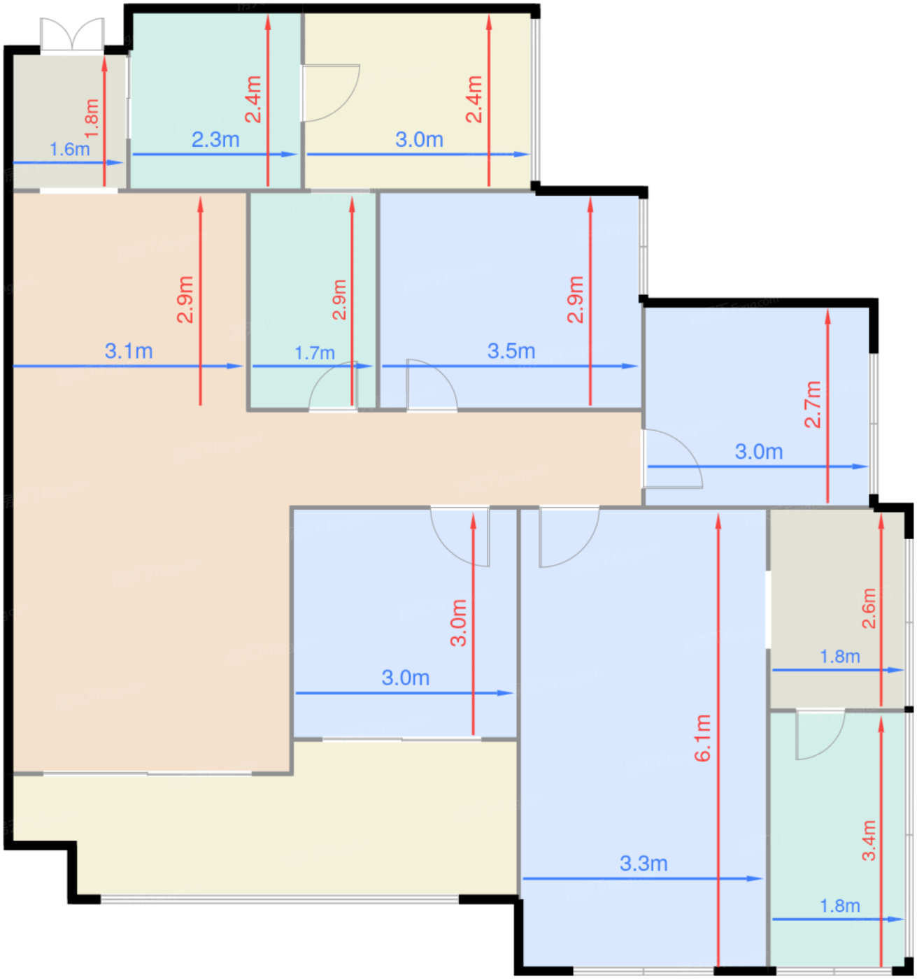 1/3/4/6/7栋标准层C1户型