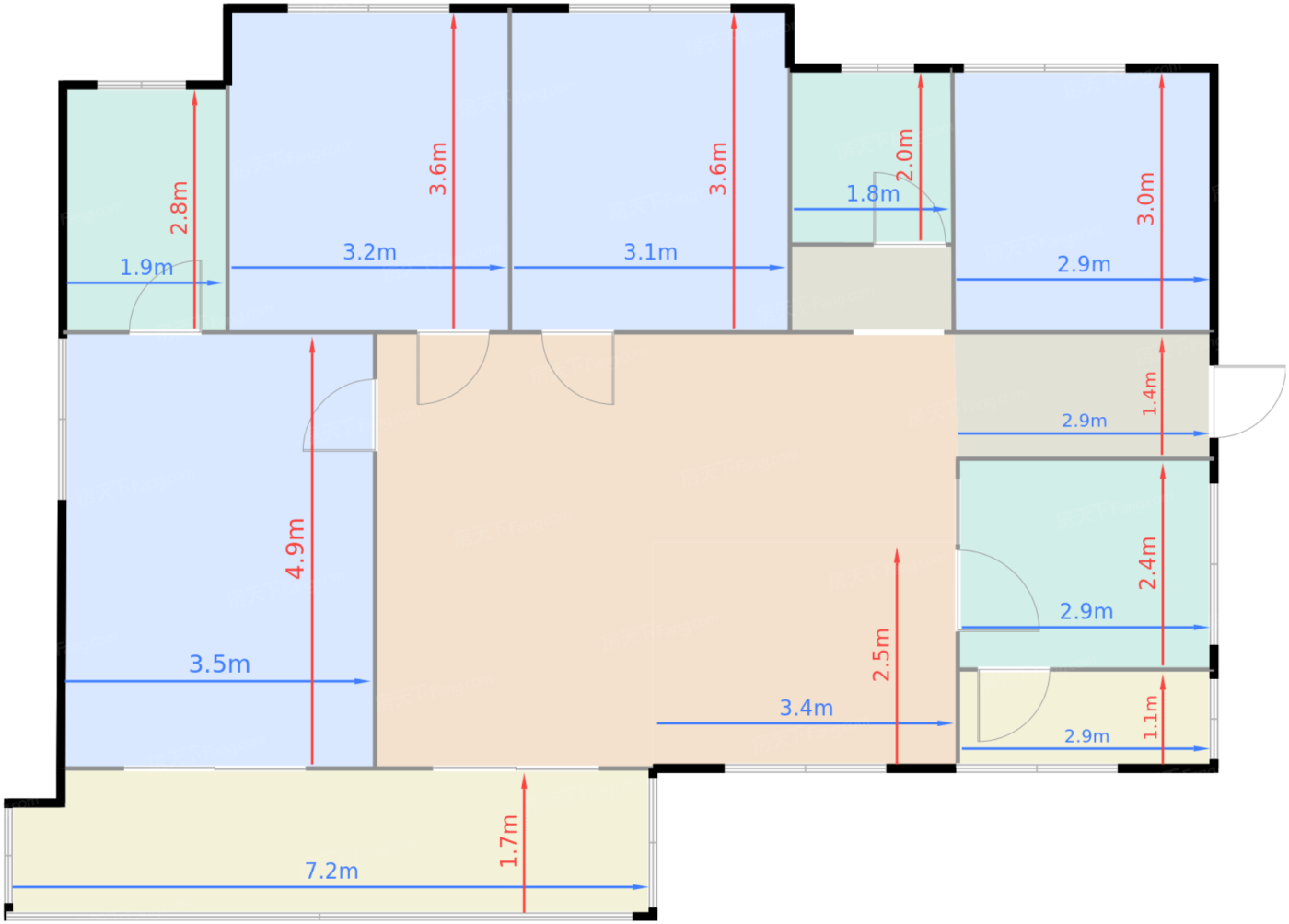 1期1、3-5、9、12-14#标准层A4户型