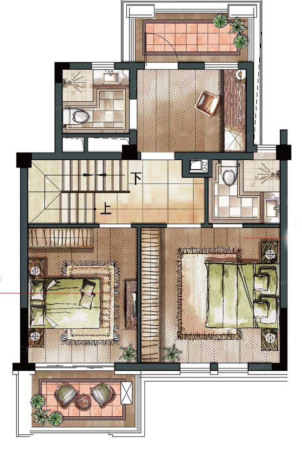 六叠中户上叠109-113㎡H户型