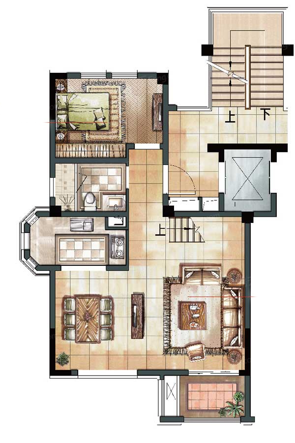 六叠边户中叠118-121㎡D户型