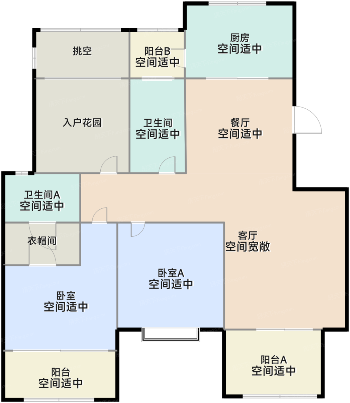 二期13#、14#、19#高层标准层F户型