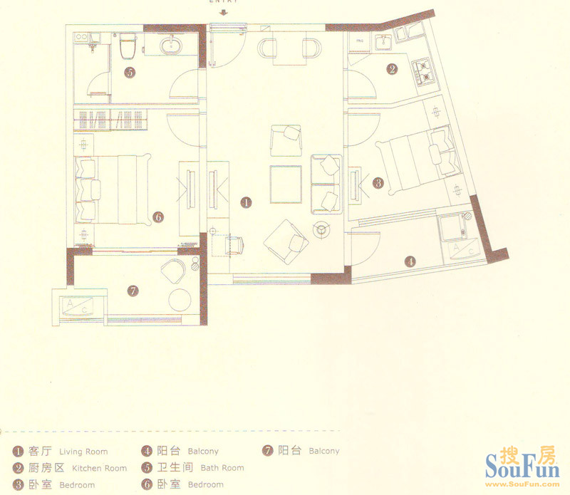 一期3#标准层E户型