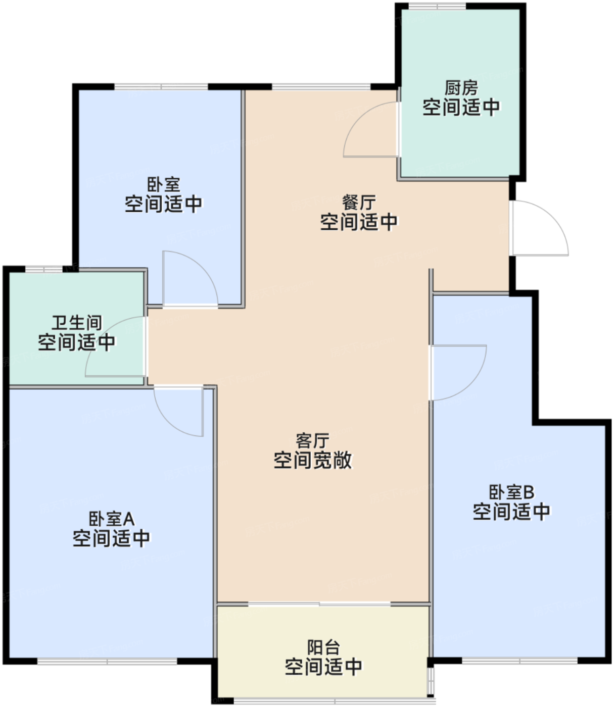 87平三房两厅一卫