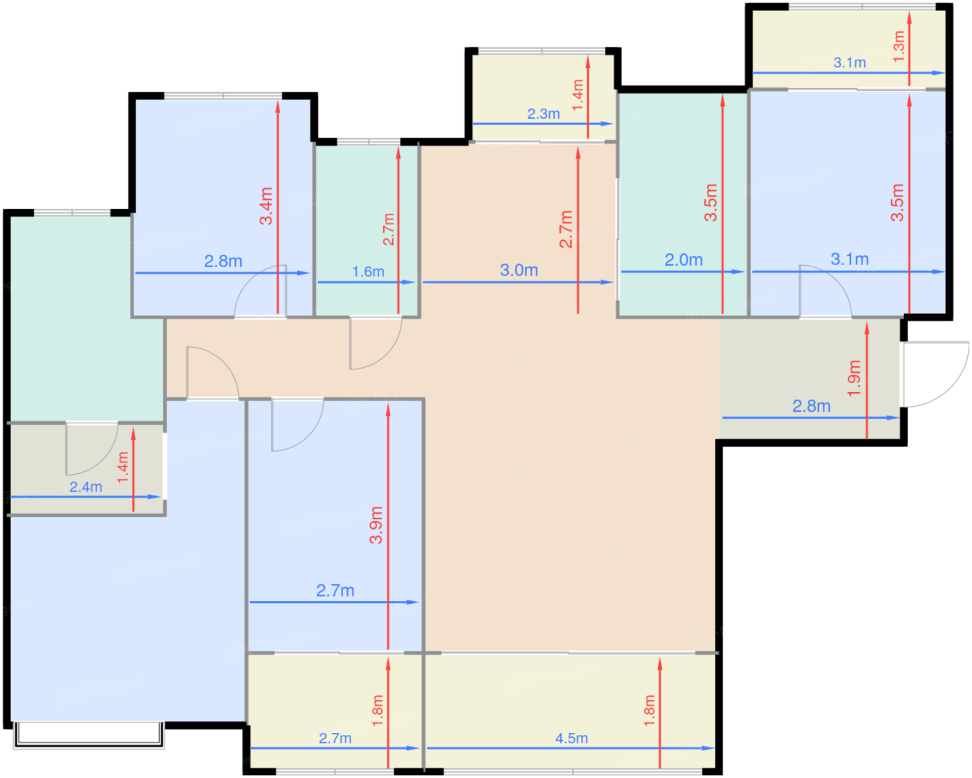 5-8栋标准层1、2号房A1户型