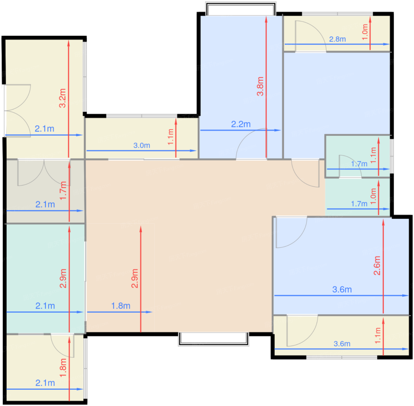 锦都2、4-6、9号楼标准层B1户型