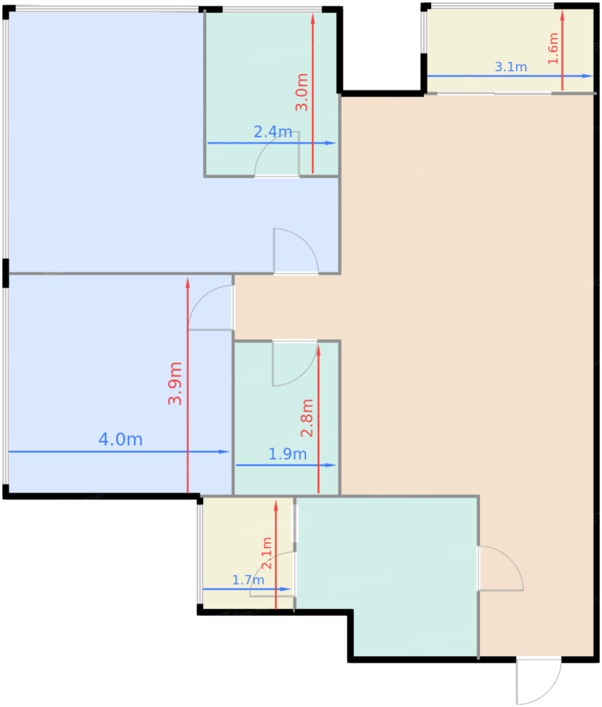 1、2号楼C1户型标准层