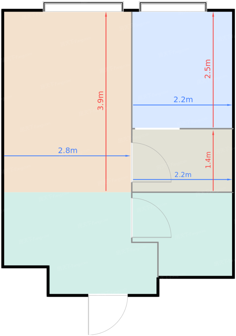 1、2号楼B2户型标准层