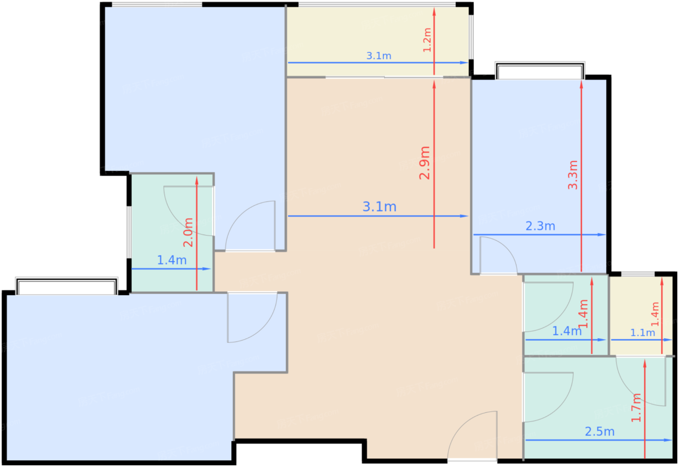 1期2#标准层C2户型