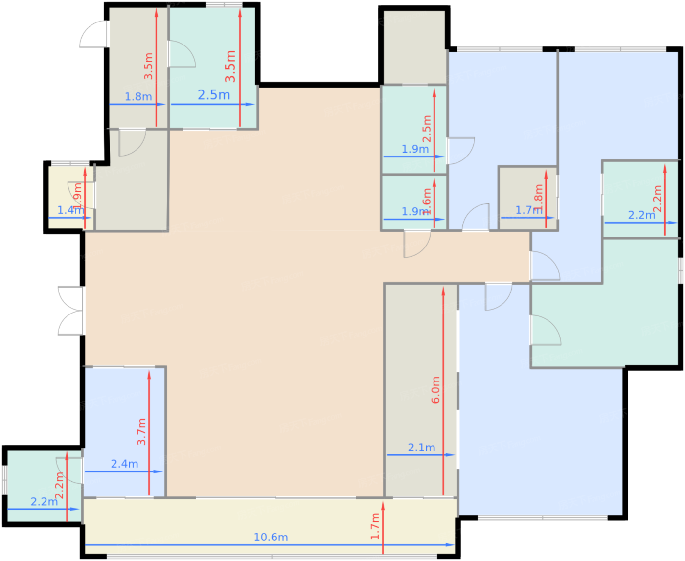 4、6、7、11号楼325平方米户型标准层