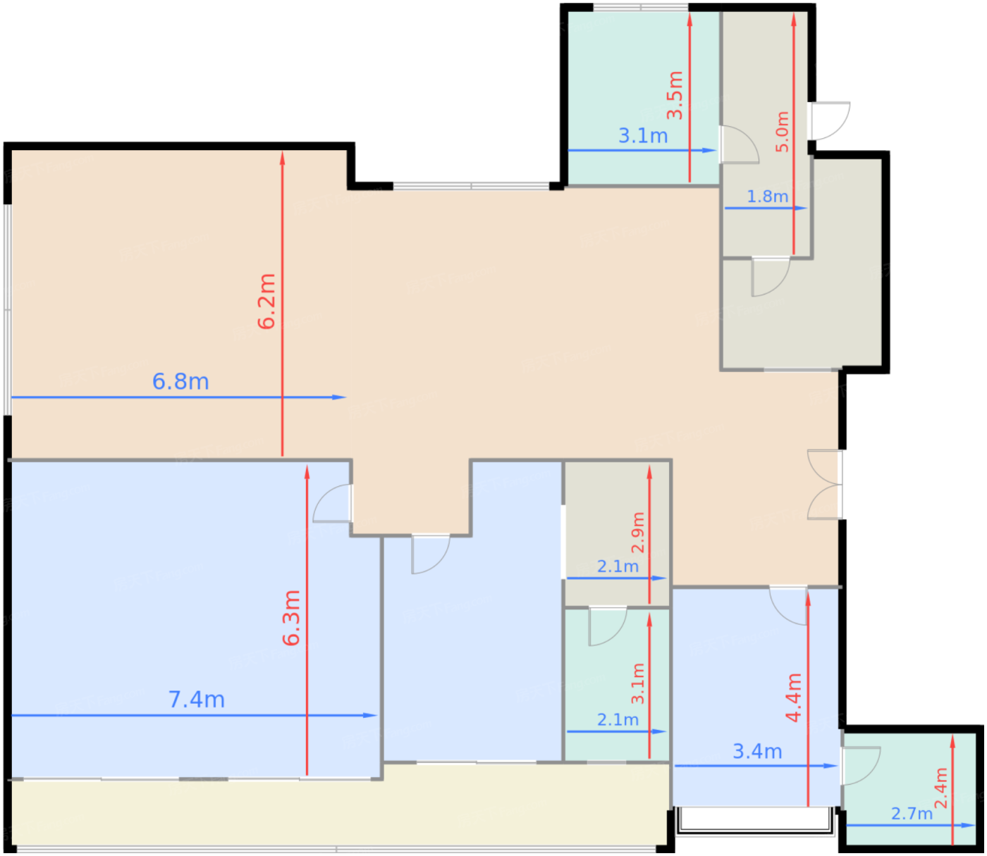 1期5号楼260平方米户型标准层