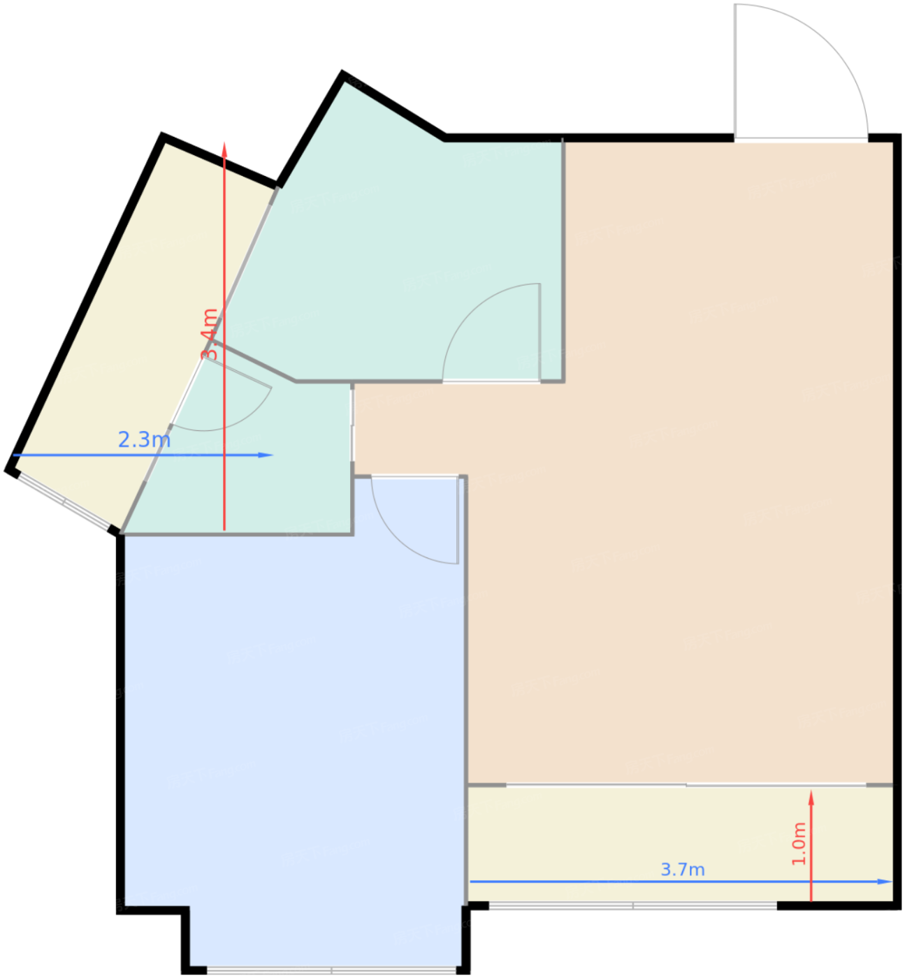 一期1、3号标准层D1-7'户型