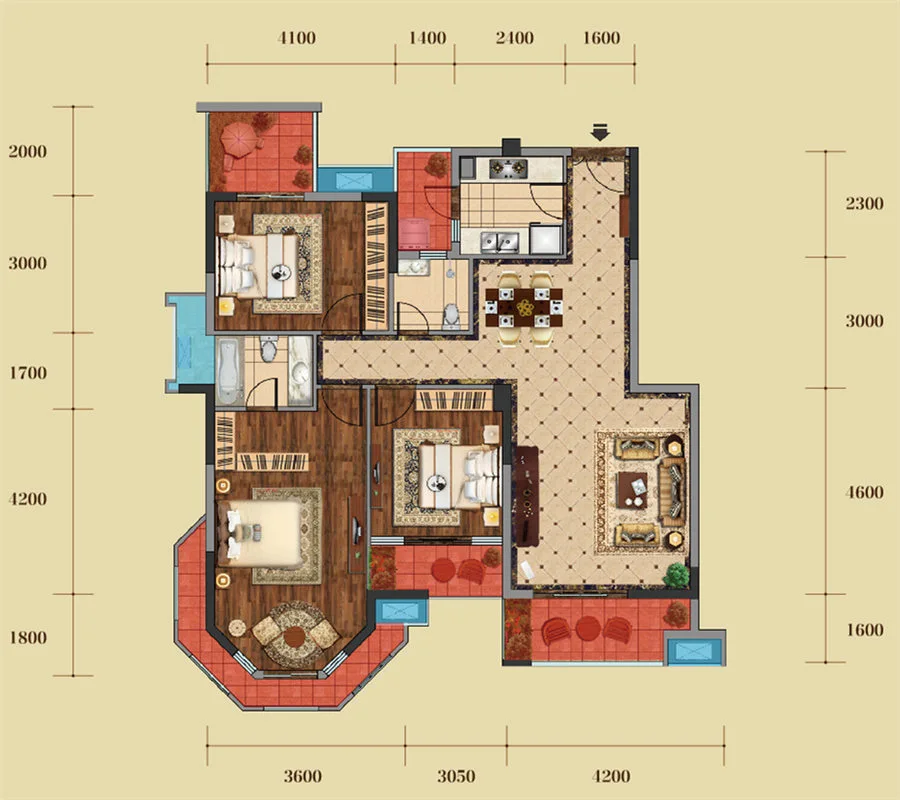一期2号楼标准层B1-9户型