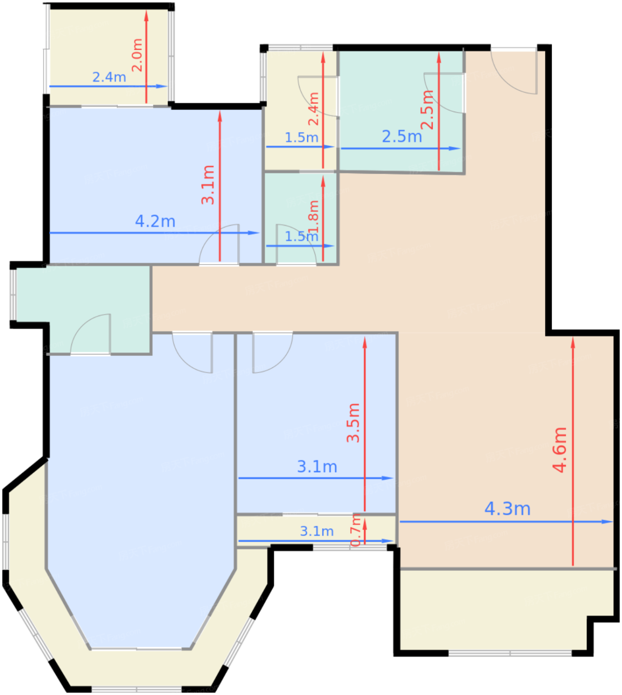 一期2号楼标准层B1-9'户型