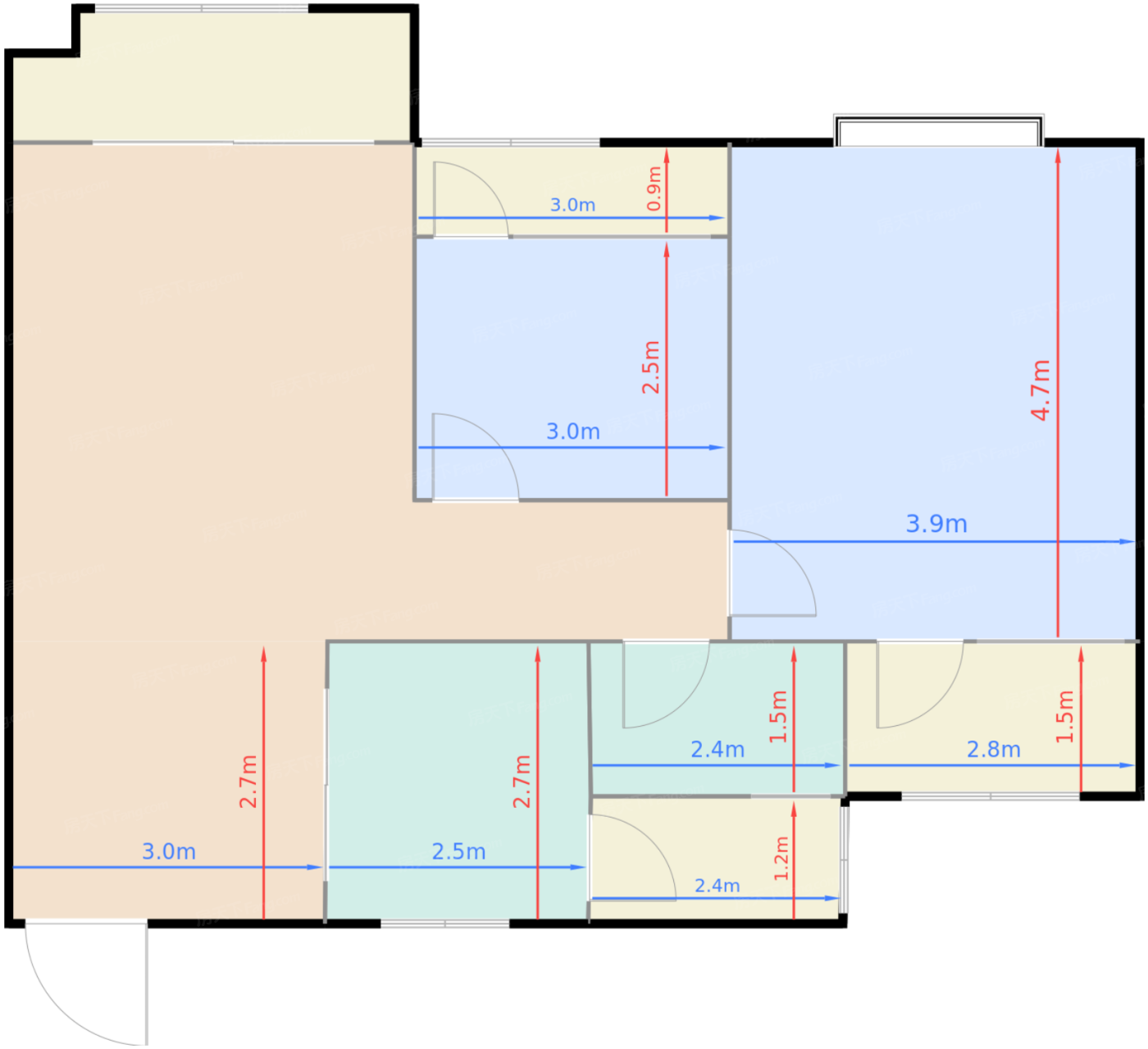 一期1、3号楼标准层C2-2户型