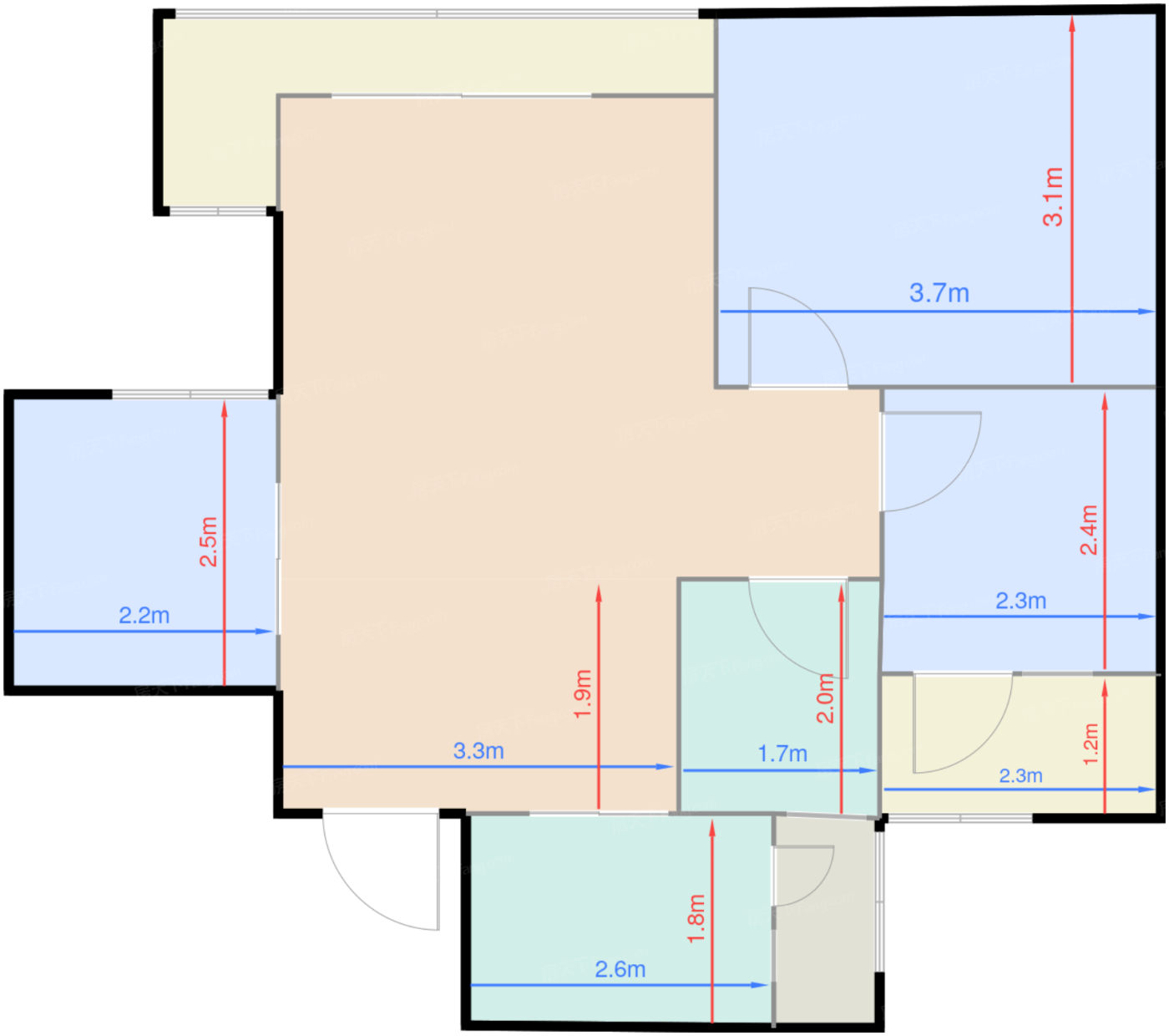 一期1、3号楼标准层A1-4户型
