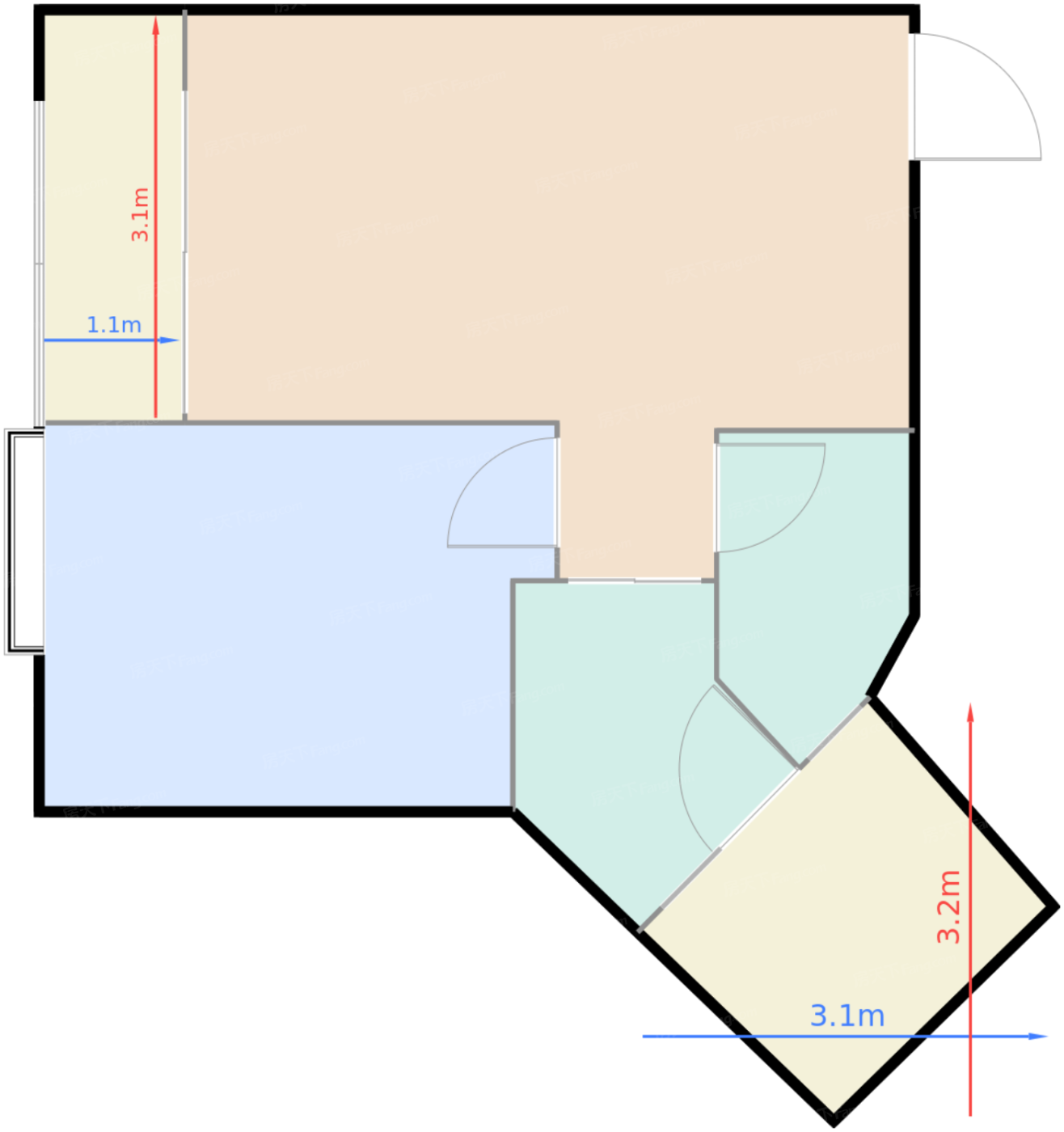 一期1、3号标准层D1-7户型