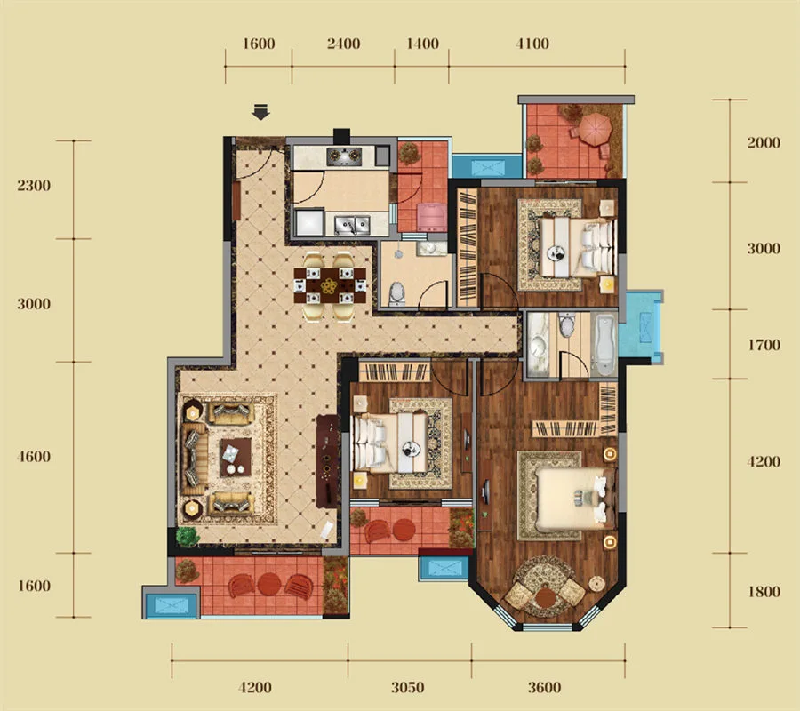 一期2号楼标准层B1-7户型