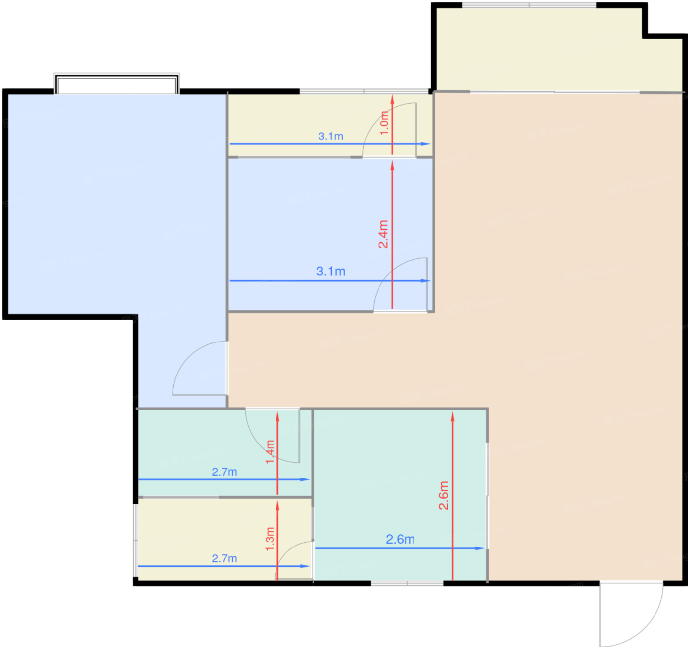 一期1、3号楼标准层C2-4户型