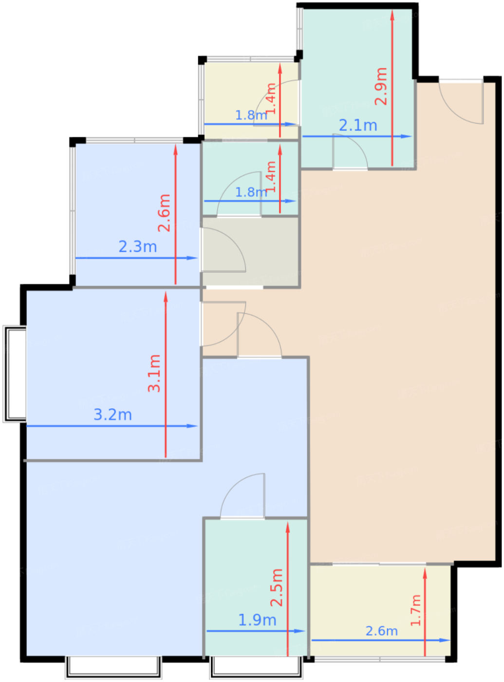 1期1、8、9栋标准层A4D4户型