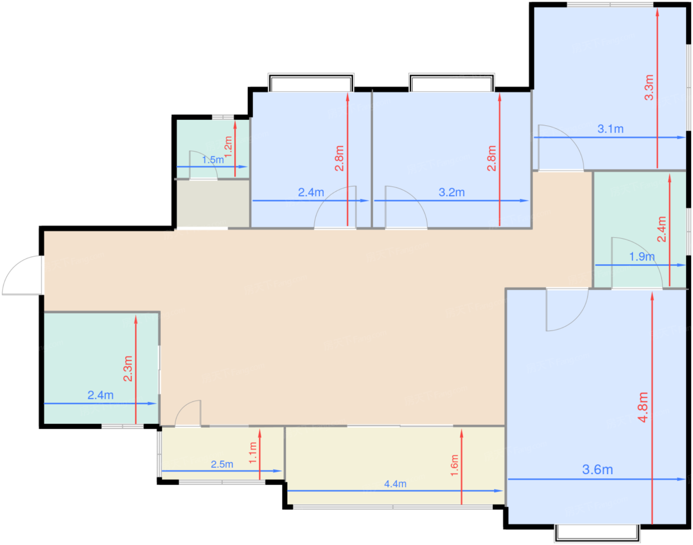 1期2、3、5、6、11栋标准层B3C3户型