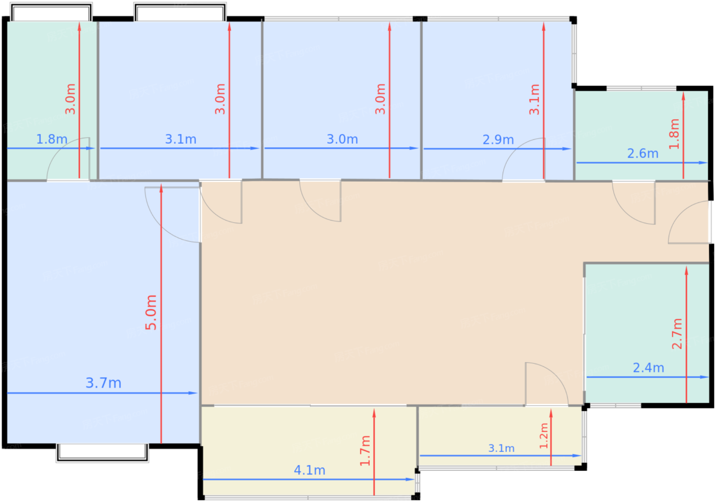 1期2、3、5、6、11栋标准层B2C2户型