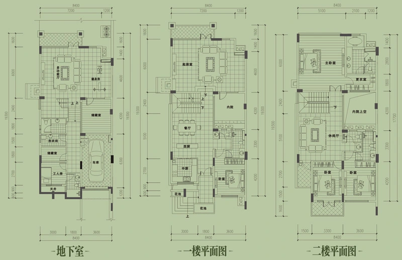 二期90号楼联排C1户型1-2层