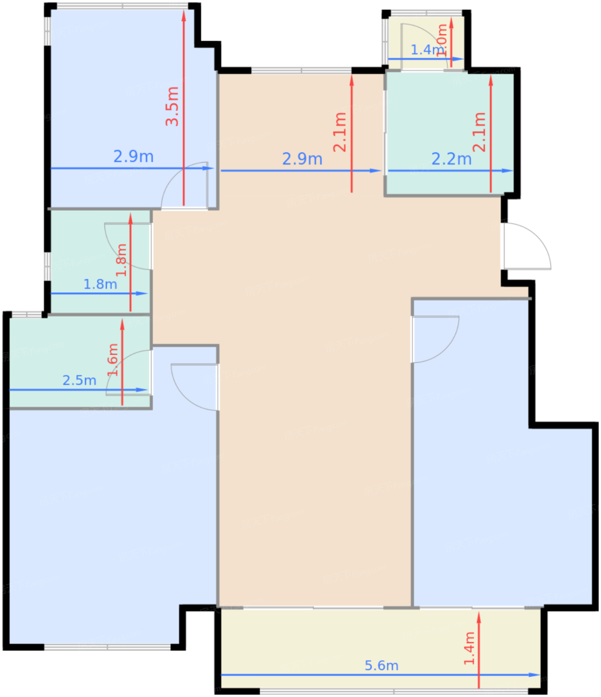 C户型 星河 三室两厅双卫 108㎡