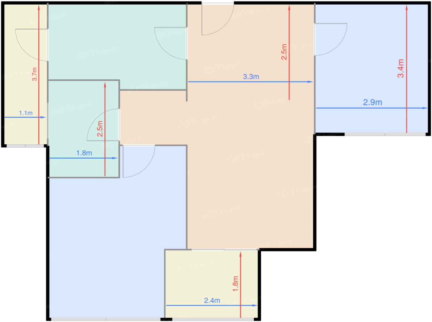 B2户型 80㎡ 两室两厅