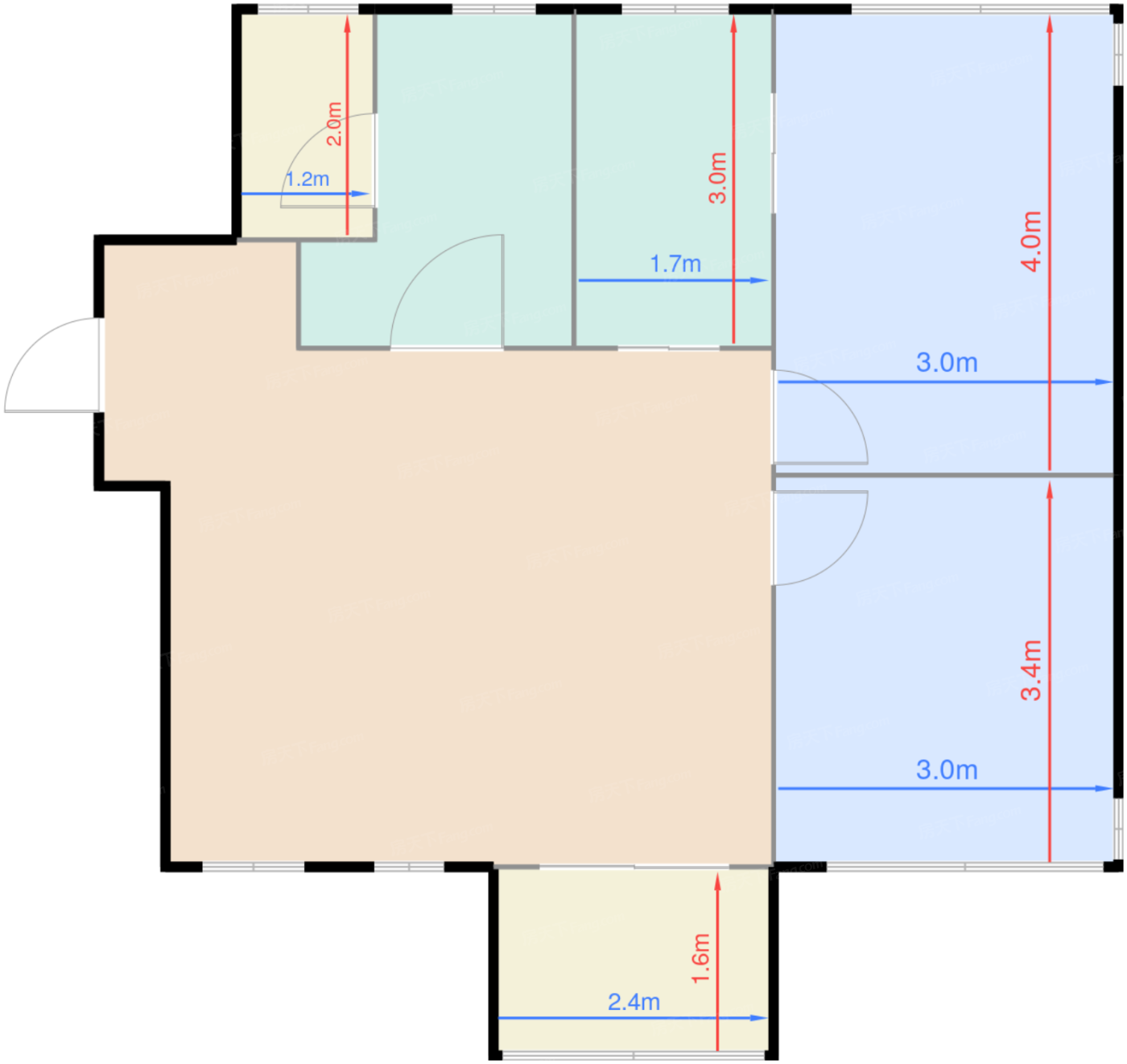B1 户型 80㎡ 两室两厅