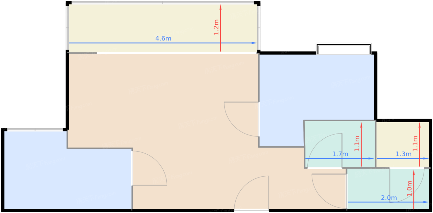 1期1、2号楼标准层C1户型