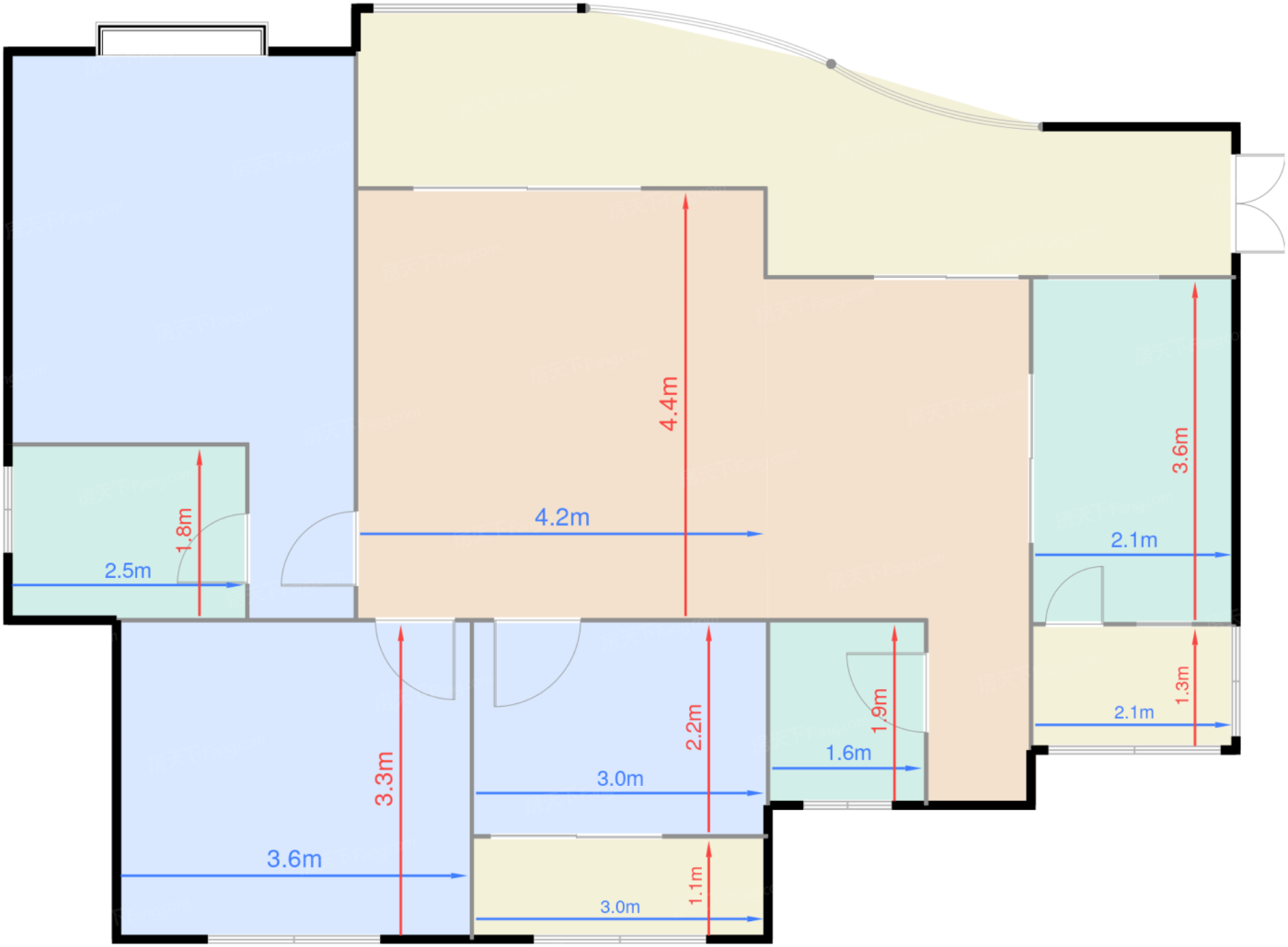 一期1号楼标准层B2户型