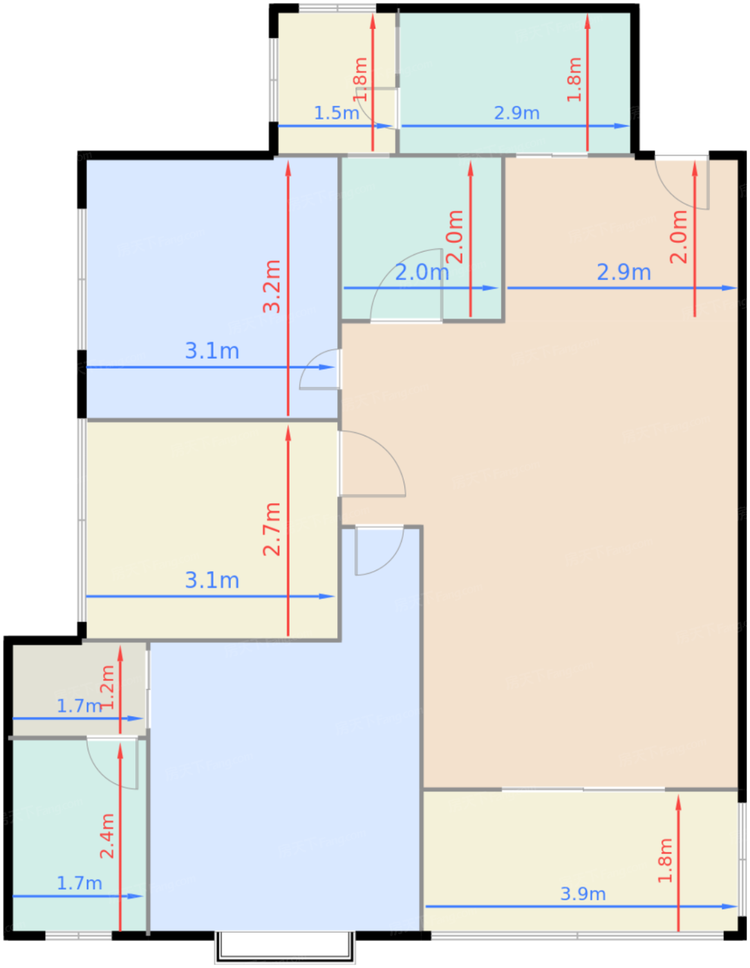 一期1号楼标准层B1户型