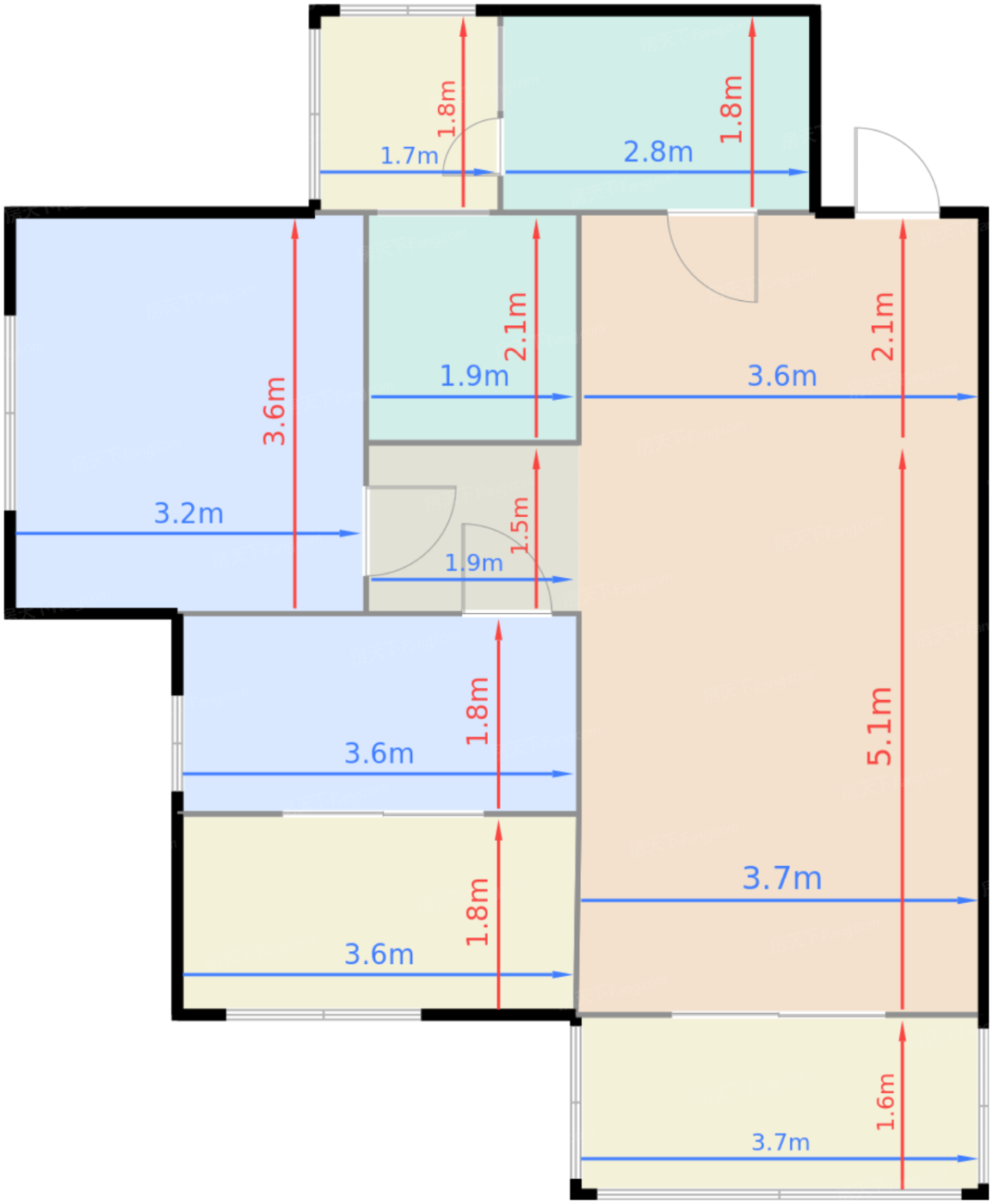 一期1号楼标准层A1户型