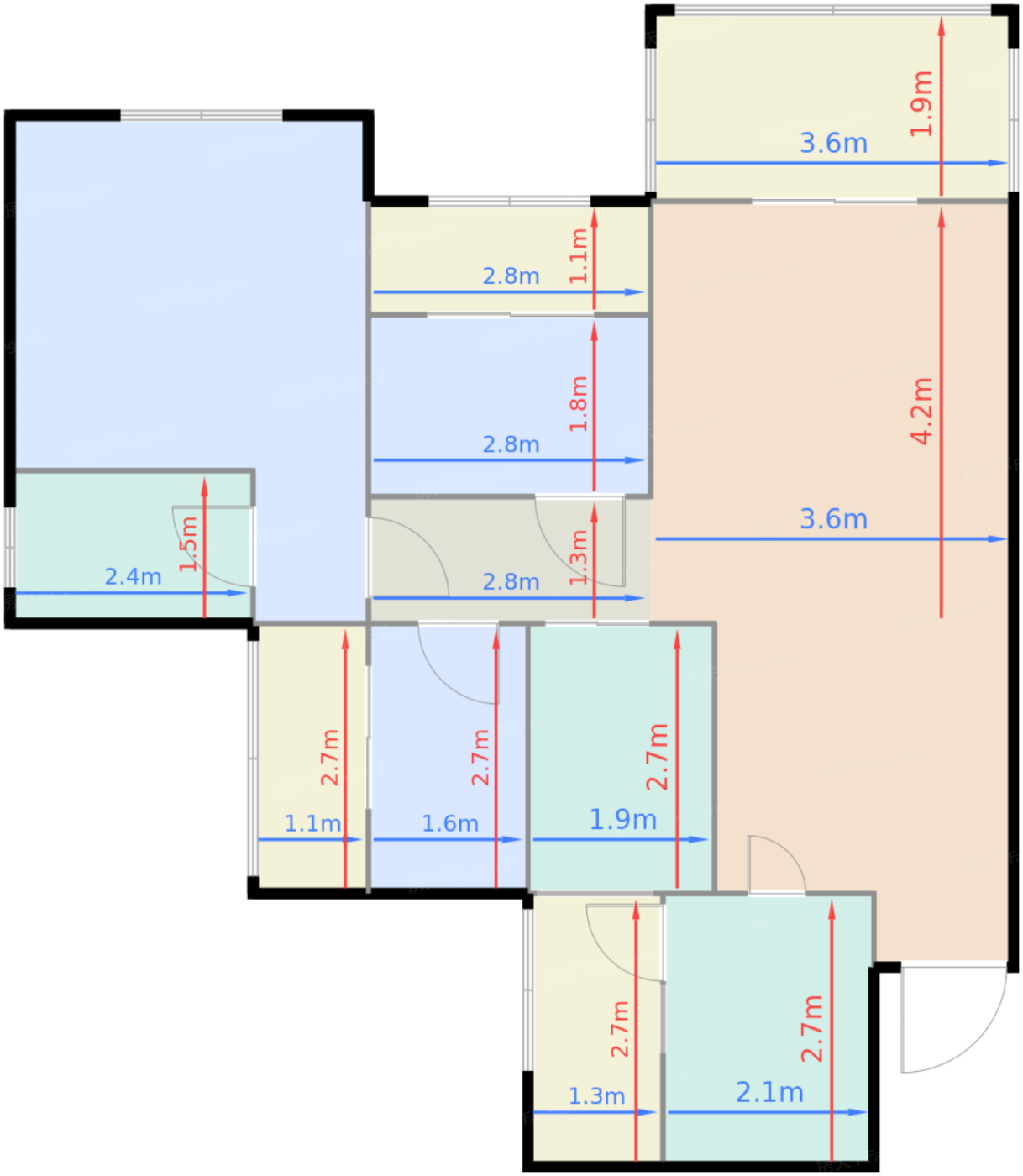 一期1号楼标准层A3户型