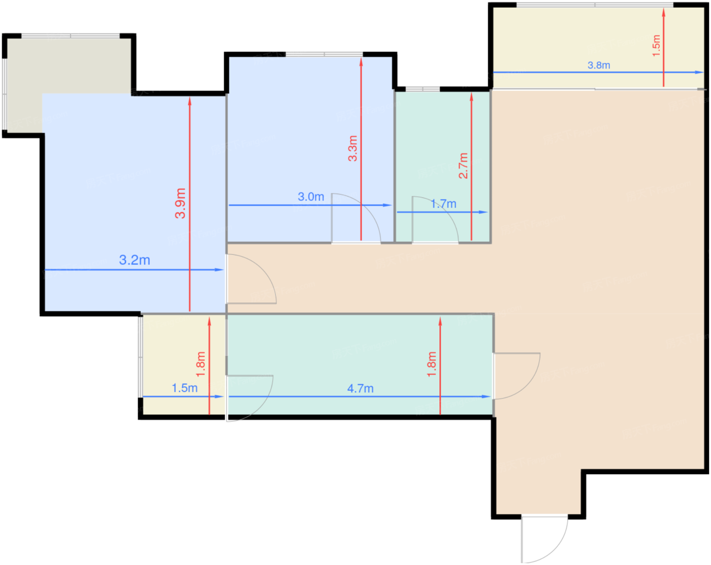一期1栋、2栋标准层A1-1户型