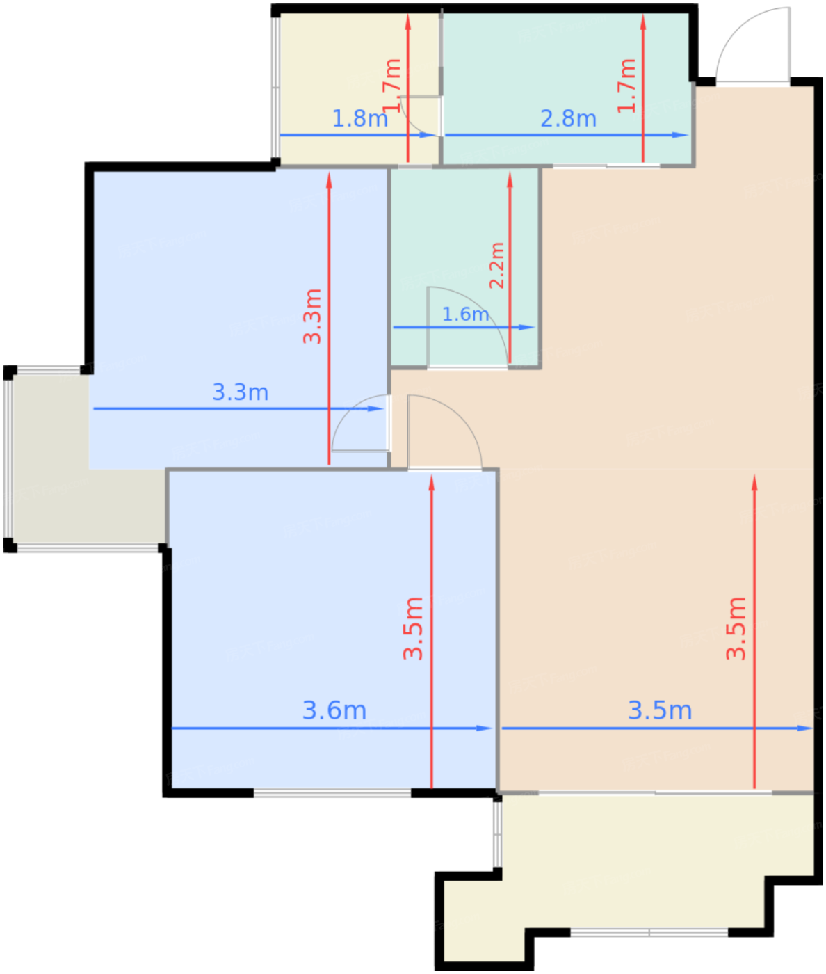 1期1、2号楼标准层A2户型