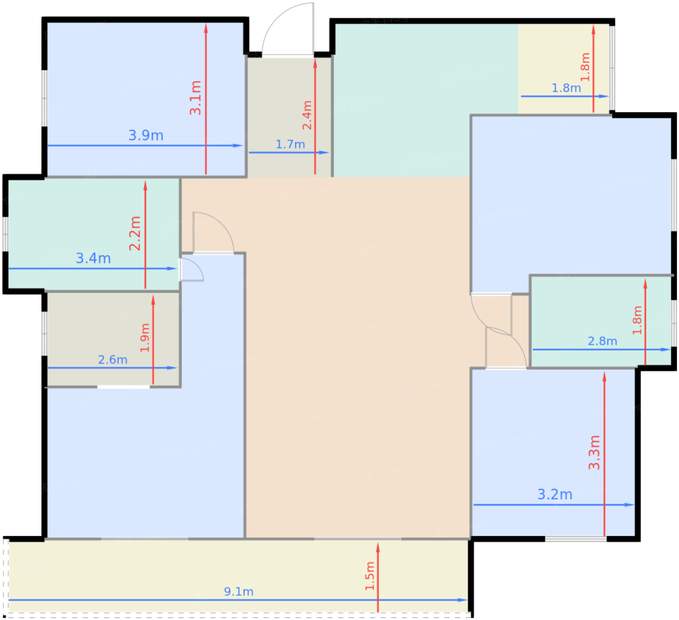 19-21号楼B3户型标准层