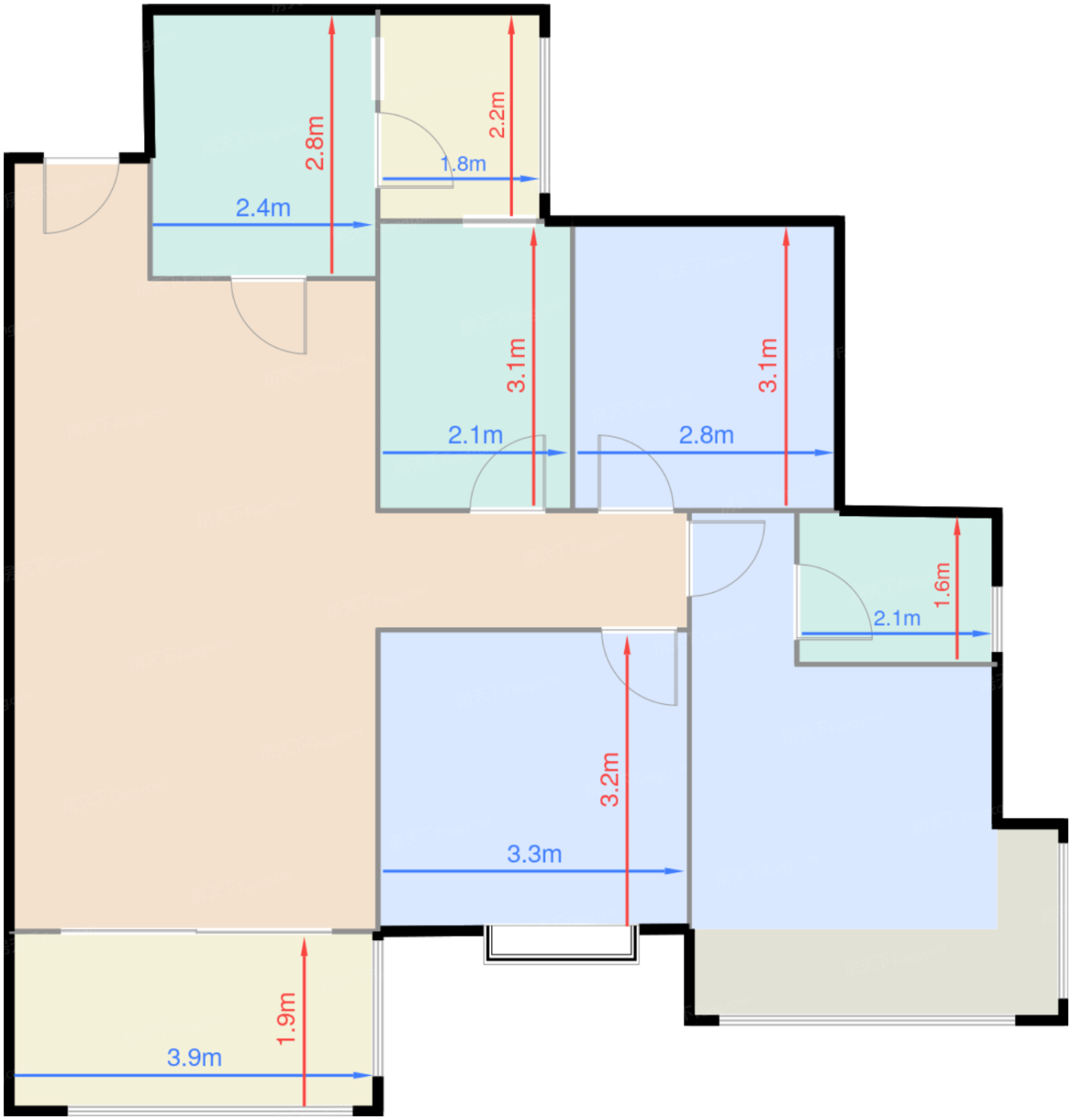 锦玥1#A1户型标准层