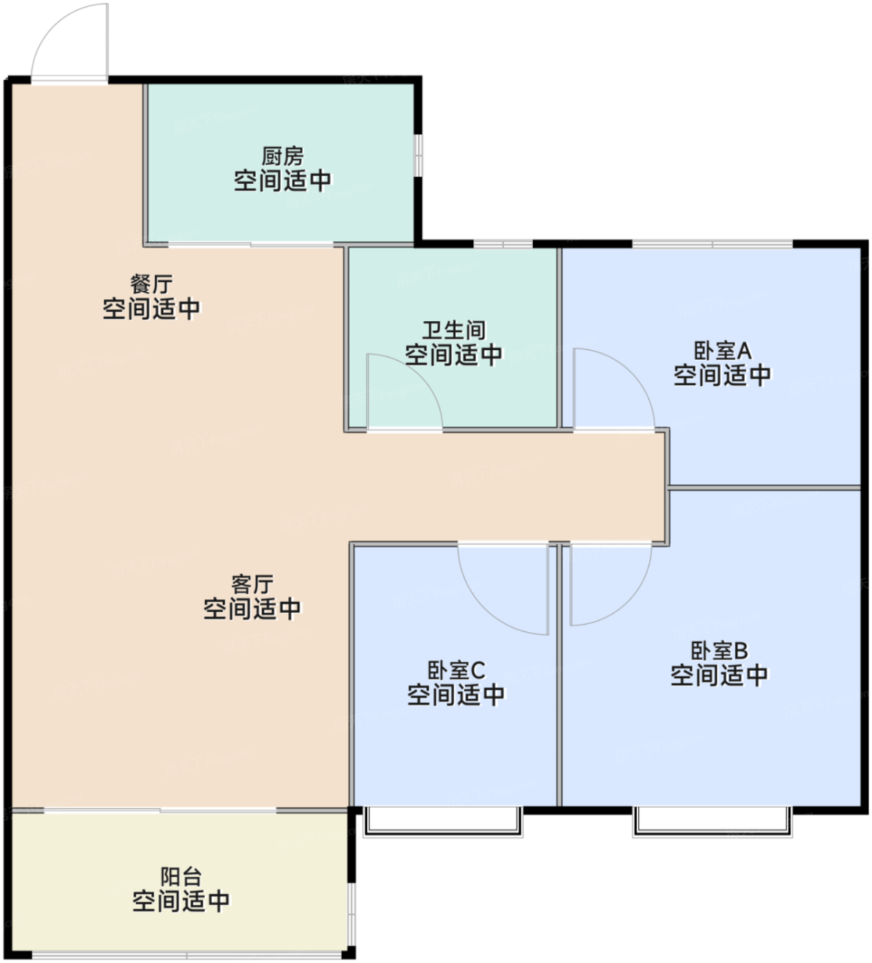 璟园25栋/28栋标准层95㎡户型