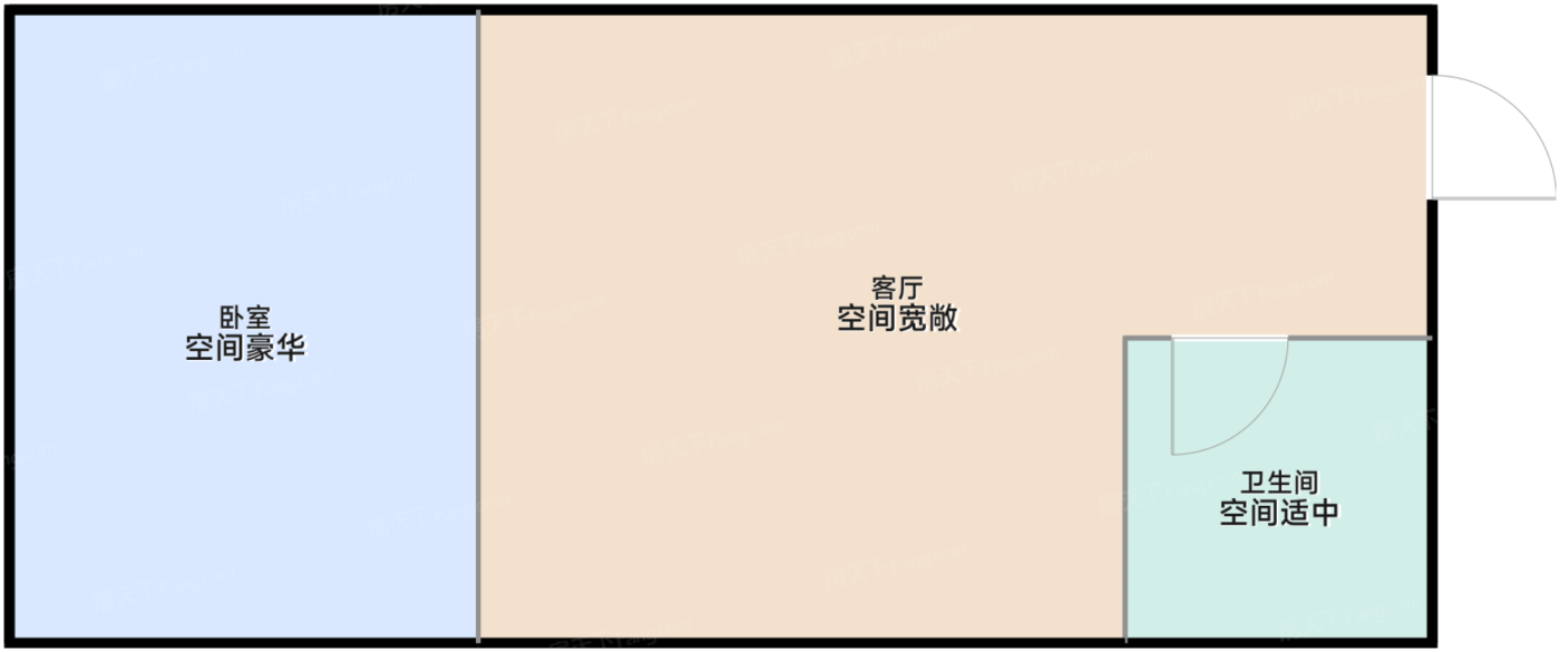 17#酒店式公寓标准层A户型1室1厅1卫1厨53㎡