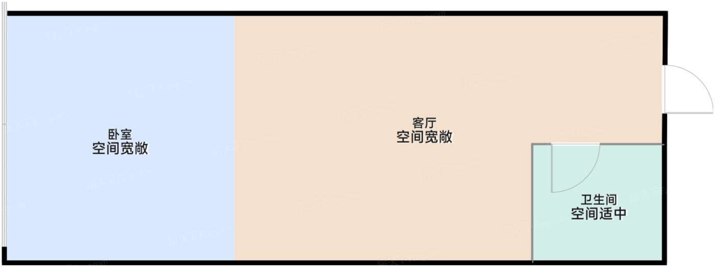 17#酒店式公寓标准层E户型1室1厅1卫51㎡